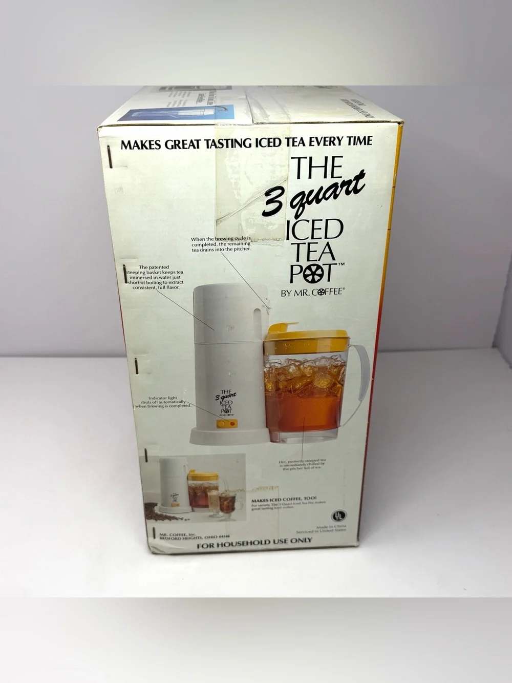 Mr. Coffee TM3 The 3 Quart Iced Tea Pot Electric Iced Tea Maker Yellow Lid NEW
